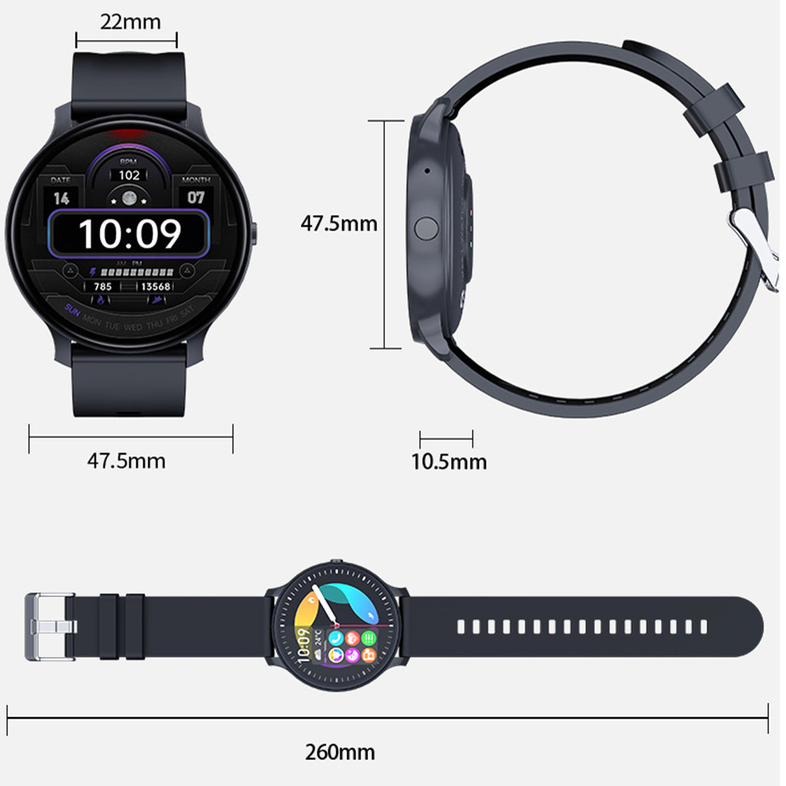 Blood Pressure Blood Oxygen Health Detection Bluetooth Calling Game Music Sport Step Counting Smart Watch
