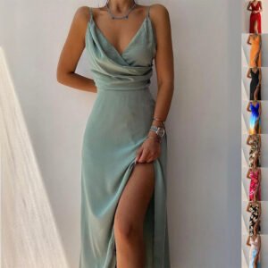 V-neck Slit Sling Dress S…