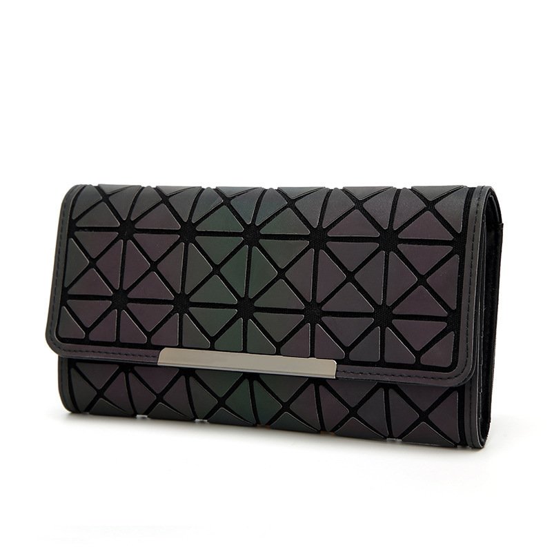 Women Geometry Three Folds Wallets Women Long Wallet Purse Luminous Zipper Ladies Clutch Bag Female Card Holder Carteira - Image 3