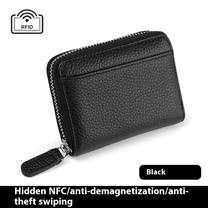 2024 RFID Genuine Leather Card Wallet Men Women Purse With Coin Pocket Zipper Credit Card Holder Small Wallets Bags - Image 5