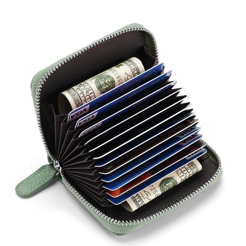 2024 RFID Genuine Leather Card Wallet Men Women Purse With Coin Pocket Zipper Credit Card Holder Small Wallets Bags - Image 2