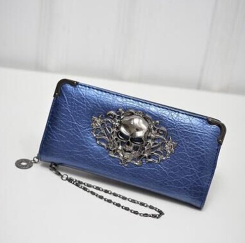Wallet Female Clutch Coin Purse Women PU Leather Wallet Long Zipper Closed Wallets Skull Flower Design Lady Purses - Image 2