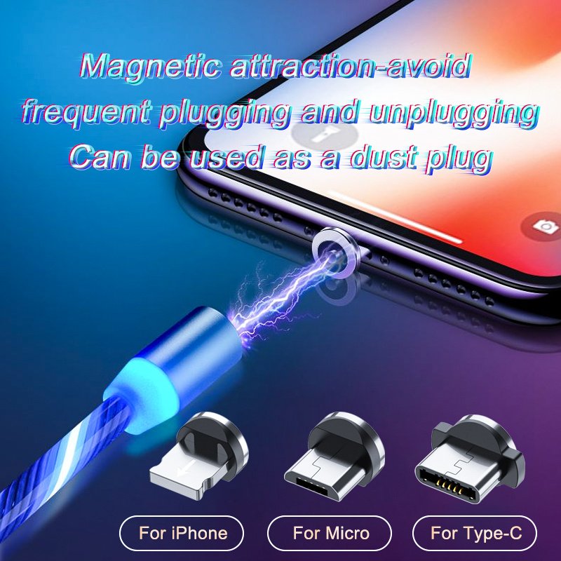 Magnetic Charging Cable Streamer Fast Charging Cable Lighting Micro USB Cable LED Magnet Charger Type-C Cable - Image 6