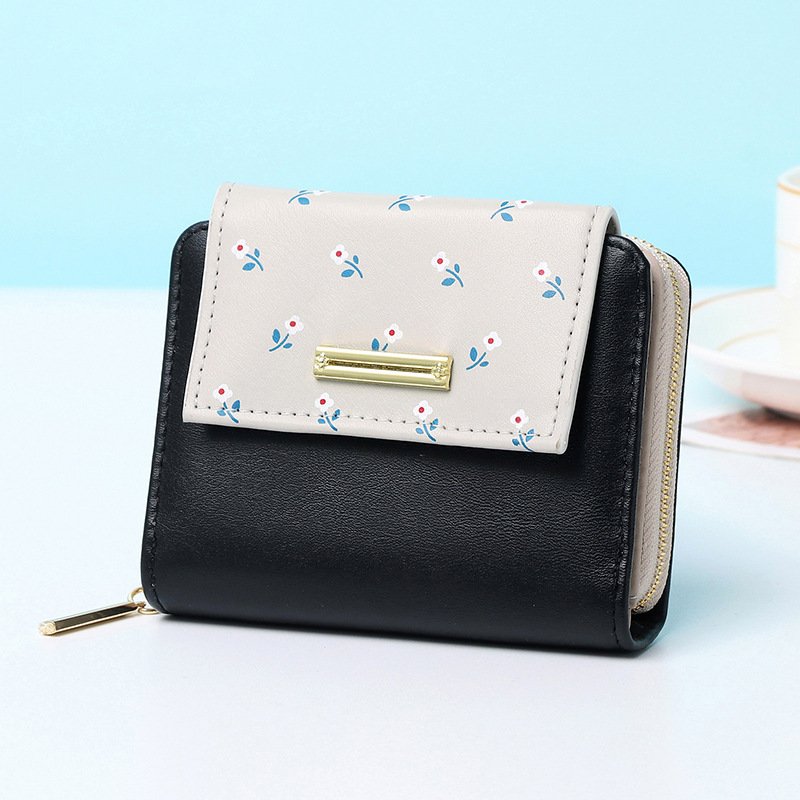 New Short Women Print Wallets Splicing Zipper Ladies Coin Purse - Image 5